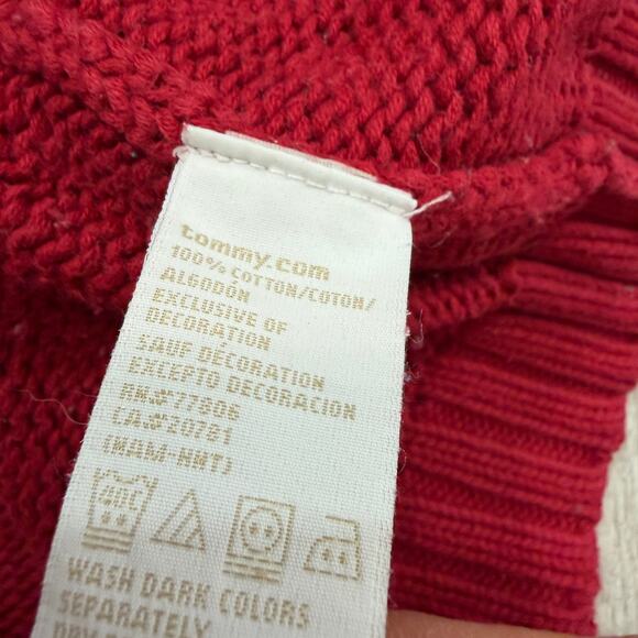 Vintage Tommy Hilfiger Sweater Women's Extra Large XL Red Knit Flag Crewneck y2k - Picture 5 of 7